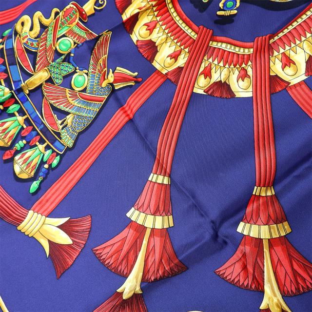 中古 エルメス スカーフ カレ90 シルク パープル系 ベルフラワー  