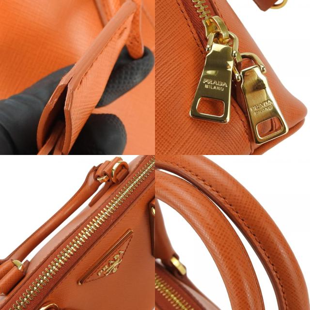 中古 プラダ ハンドバッグ BL0838 サフィアーノレザー パパイヤ