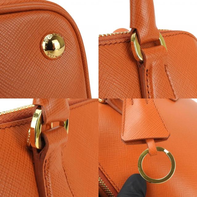 中古 プラダ ハンドバッグ BL0838 サフィアーノレザー パパイヤ