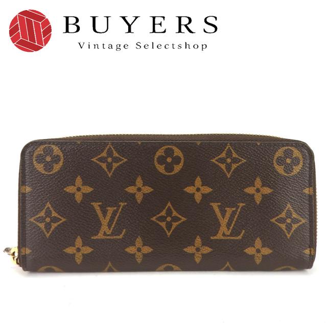 中古 ルイ・ヴィトン 長財布 ポルトフォイユ・クレマンス M61298 モノグラムキャンバス ローズ・バレリーヌ ブラウン ゴールド金具 ラウンドファスナー ピンク レディース 女性 LOUIS VUITTON