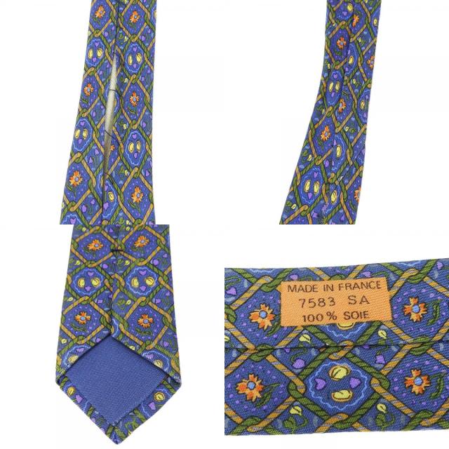 【中古】 エルメス ネクタイ シルク ブルー系 ビジネス おしゃれ 花柄 メンズ 男性 HERMES 中古 エルメス ネクタイ シルク ブルー系 ビジネス おしゃれ 花柄
