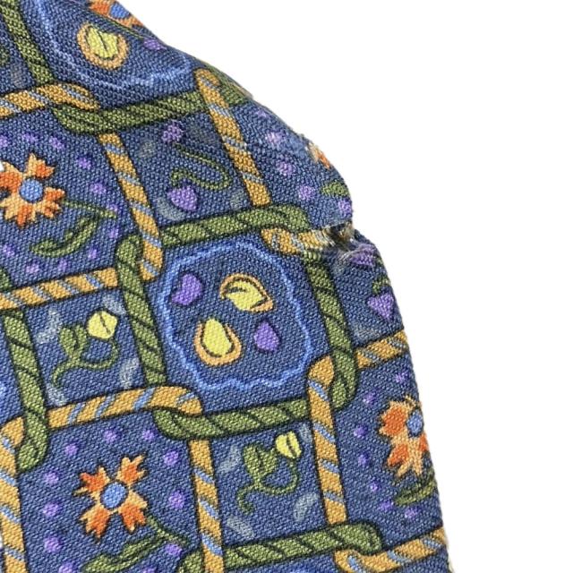 中古 エルメス ネクタイ シルク ブルー系 ビジネス おしゃれ 花柄