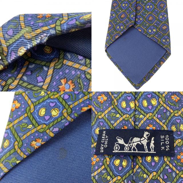 【中古】 エルメス ネクタイ シルク ブルー系 ビジネス おしゃれ 花柄 メンズ 男性 HERMES 中古 エルメス ネクタイ シルク ブルー系 ビジネス おしゃれ 花柄