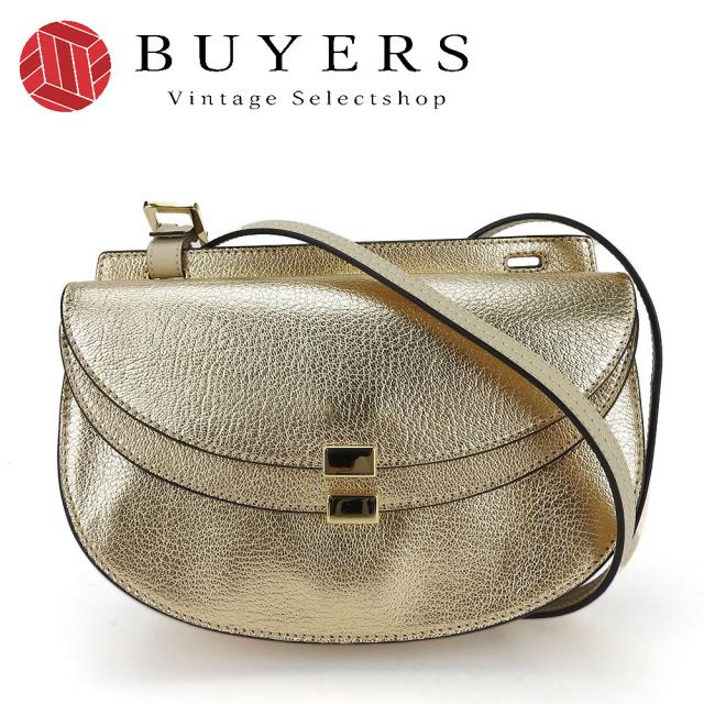 中古 クロエ ショルダーバッグ 3S1207-H4X レザー ゴールド ベージュ  