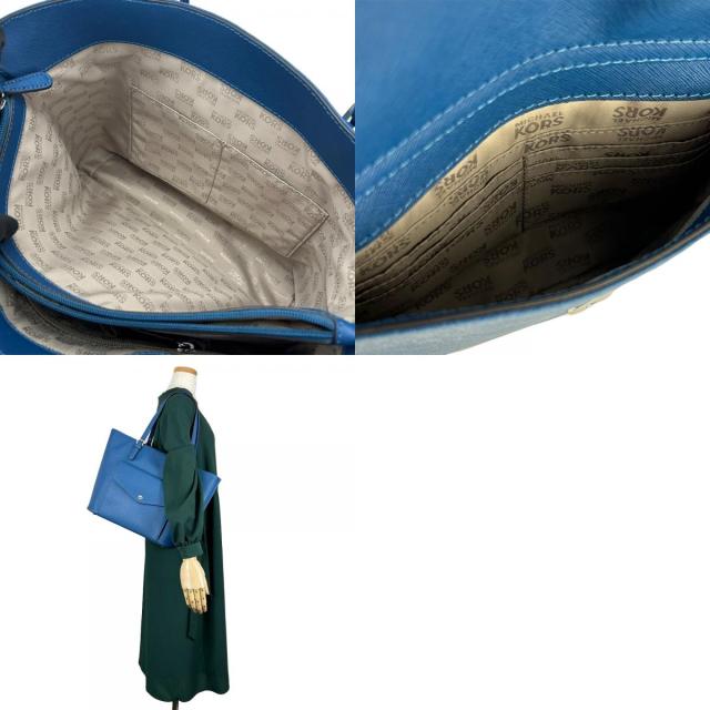 中古 マイケルコース トートバッグ 35S6STTT3L レザー ブルー シルバー