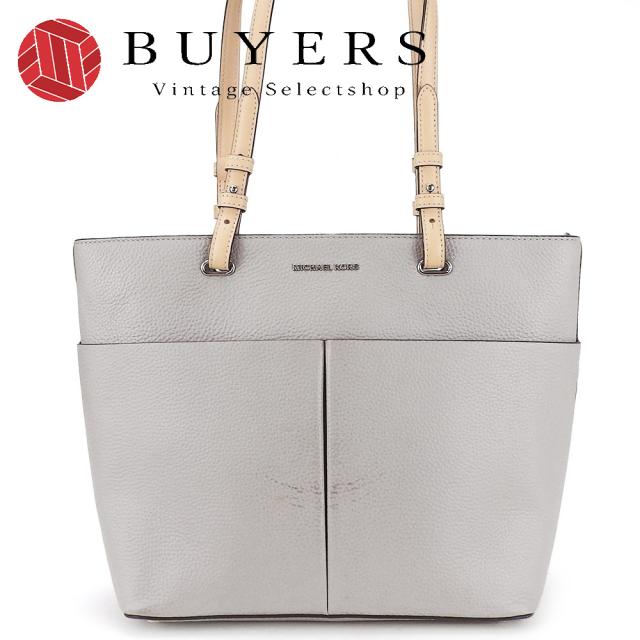 中古 マイケルコース トートバッグ 30S9SBFT2L レザー グレー ベージュ シルバー金具 肩掛け レディース 女性 Michael Kors