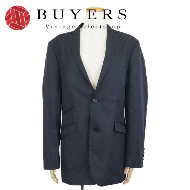 中古 バーバリーブラックレーベル テーラードジャケット M ウール ナイロン ブラック シャドーストライプ ビジネス メンズ 男性 BURBERRY BLACK LABEL