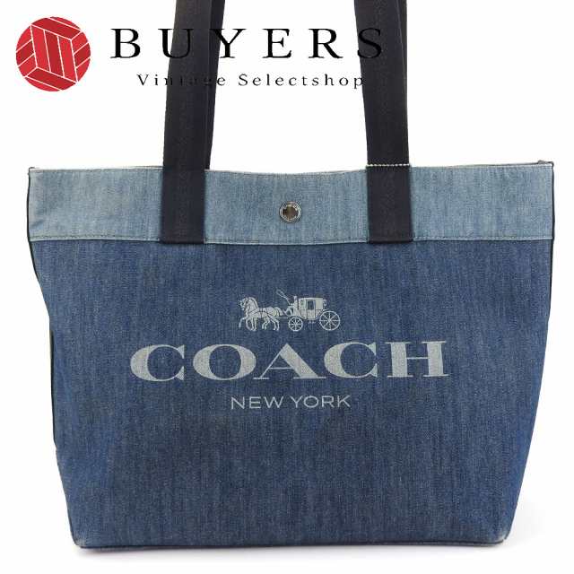 中古 コーチ トートバッグ 91131 デニム ブルー シルバー金具 カジュアル 肩掛け レディース 女性 COACH