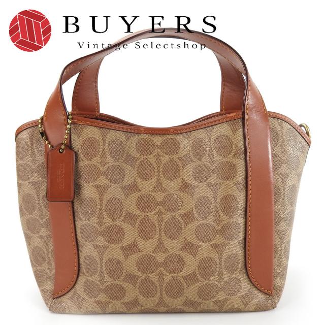 中古 コーチ ハンドバッグ 79251 PVC レザー ブラウン ゴールド金具 シグネチャー カジュアル レディース 女性 COACHの通販は