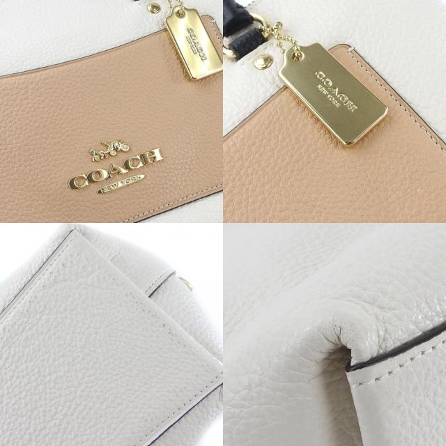 中古 コーチ ハンドバッグ F73715 レザー ホワイト ベージュ ブラック