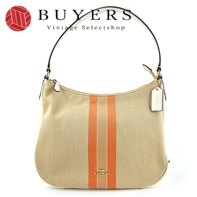 中古 コーチ ショルダーバッグ F73159 キャンバス レザー ベージュ ゴールド金具 肩掛け カジュアル レディース 女性 COACH