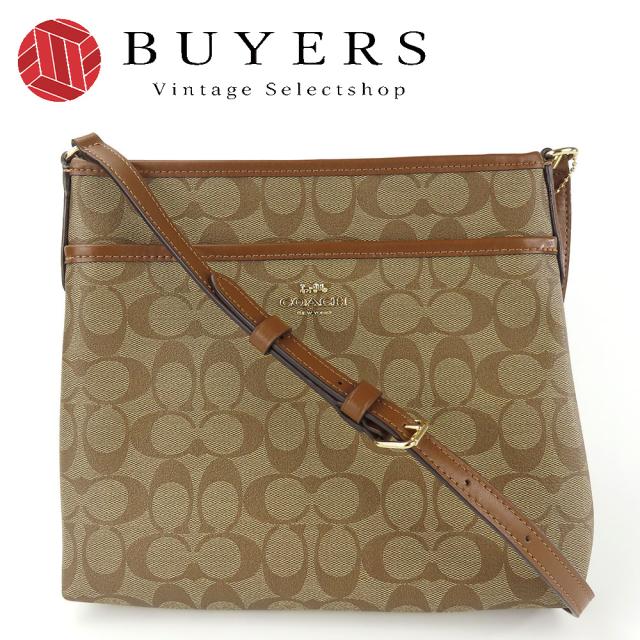 中古 コーチ ショルダーバッグ F29210 シグネチャー PVC レザー ブラウン ゴールド金具 斜め掛け カジュアル レディース 女性 COACH