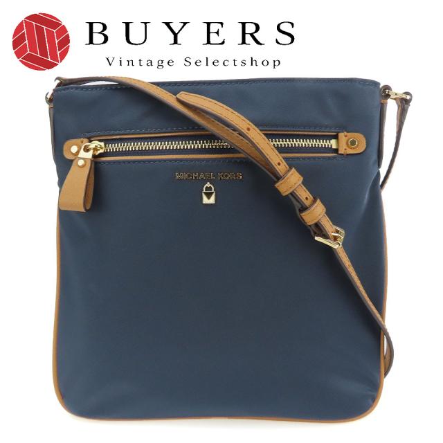 中古 マイケルコース ショルダーバッグ 32F7GO2C3C ナイロン レザー ネイビー系 ブラウン ゴールド金具 斜め掛け カジュアル レディース 女性 Michael Korsの通販は