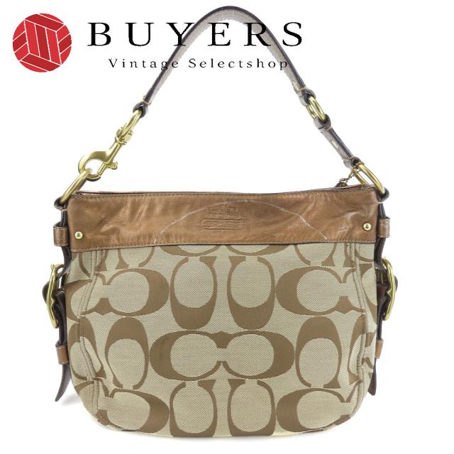 中古 コーチ ショルダーバッグ 12657 シグネチャー キャンバス レザー ベージュ ブロンズ モカ ゴールド金具 ワンショルダー レディース 女性 COACHの通販は 5,584円