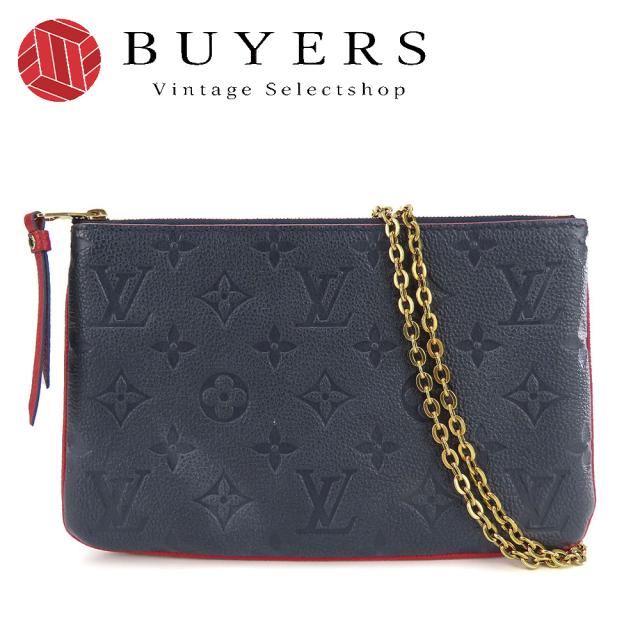 中古 ルイ・ヴィトン ショルダーバッグ ポシェット ドゥーブル ジップ M63916 モノグラムアンプラント マリーヌルージュ ゴールド金具 チェーン レディース 女性 LOUIS VUITTON
