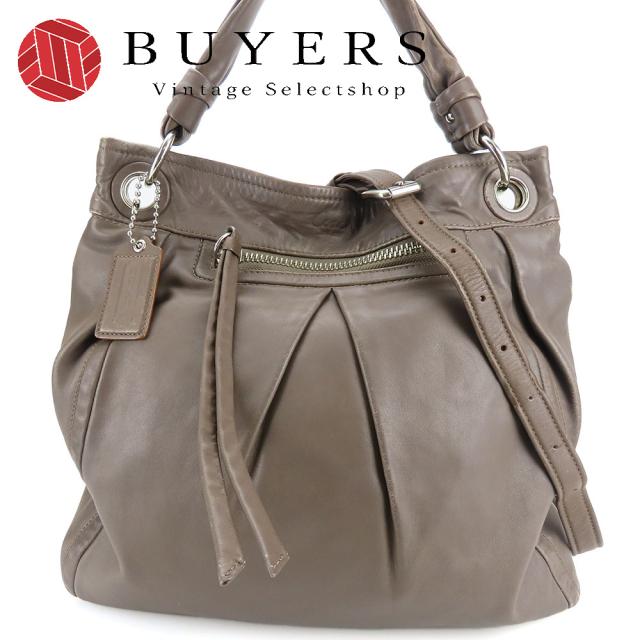 中古 コーチ ショルダーバッグ 13411 レザー ローズグレー ブラウン系 シルバー金具 2WAY ワンショルダー レディース 女性 COACH