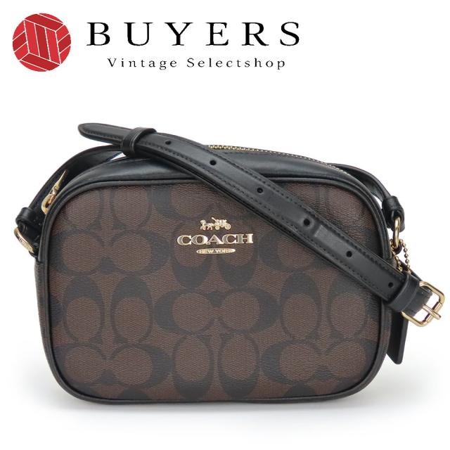 中古 コーチ ショルダーバッグ ミニジェイミー C9926 シグネチャー レザー PVCコーティングキャンバス ブラウン ブラック ゴールド金具 斜め掛け ポシェット カジュアル レディース 女性 COACH