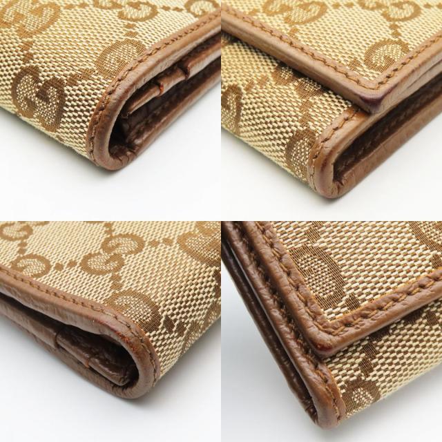中古 グッチ 長財布 346058 GGキャンバス レザー ブラウン 二つ折り