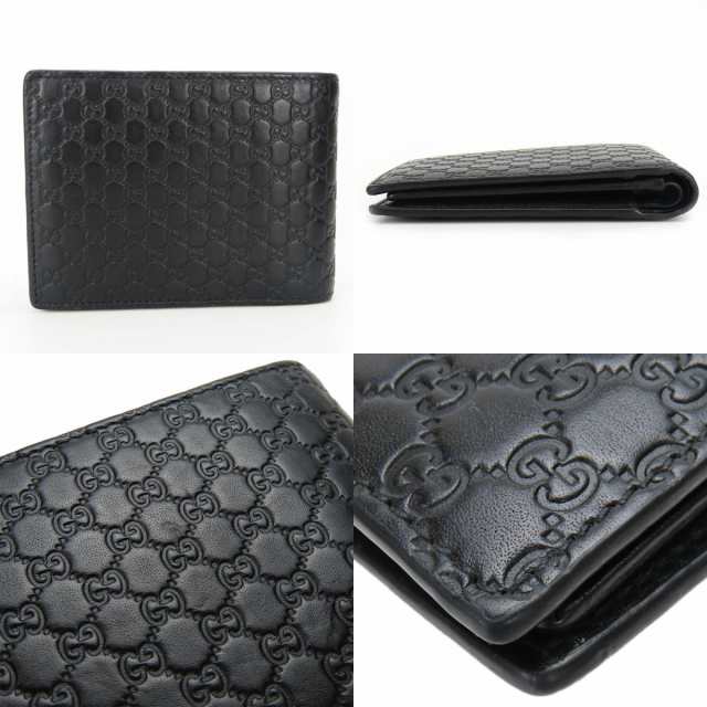 GUCCI 二つ折り財布 マイクロ グッチシマ レザー ブラック 510318