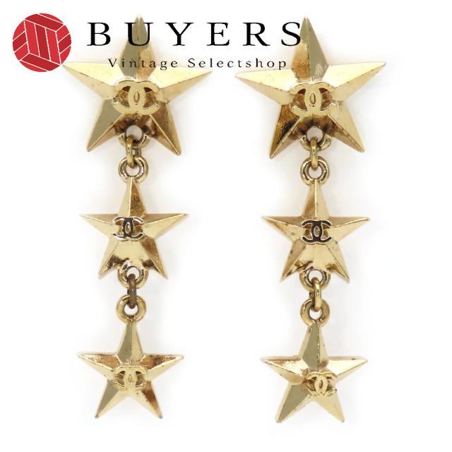 中古 シャネル ピアス トリプルスター ココマーク メタル ゴールド アクセサリー メッキ 3連 A17C レディース 女性 CHANELの通販は