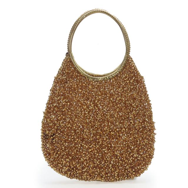 中古 アンテプリマ ハンドバッグ ワイヤーバッグ PVC ゴールド系  