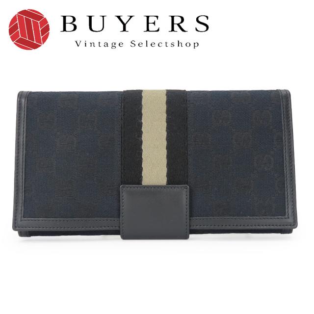 オールドGUCCI 長財布 シェリーライン GGキャンバス ブラック グッチ GUCCI 長財布 GG キャンバス ヴィンテージ オールドGUCCI 長