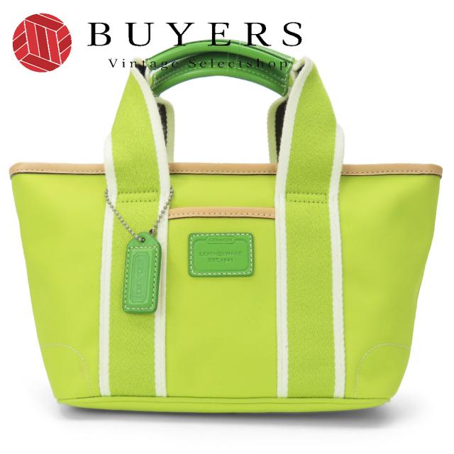 中古 コーチ トートバッグ 6268 キャンバス キャンバス グリーン系 シルバー金具 ミニ ハンドバッグ カジュアル レディース 女性 COACH