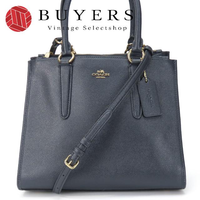 中古 コーチ ハンドバッグ クロスビーキャリーオール  F14928 レザー ネイビー ゴールド金具 2WAYショルダー 肩掛け 斜め掛け レディース 女性 COACH