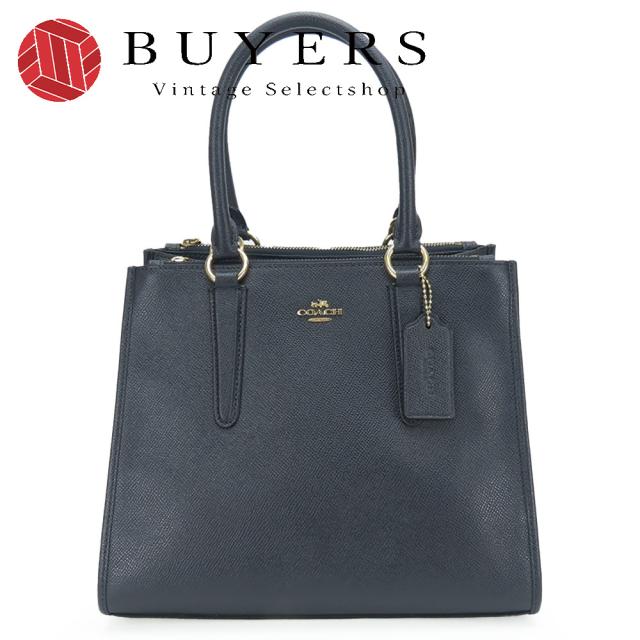 中古 コーチ ハンドバッグ クロスビー キャリーオール  F14928 レザー ネイビー ゴールド金具 2WAYショルダー 斜め掛け 肩掛け レディース 女性 COACH