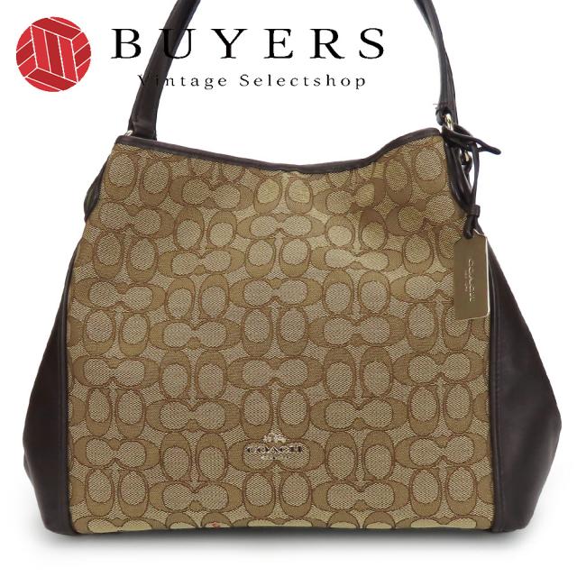 中古 コーチ トートバッグ 36466 シグネチャー キャンバス レザー ダークブラウン ブラウン ゴールド金具 肩掛け 普段使い カジュアル レディース 女性 COACH