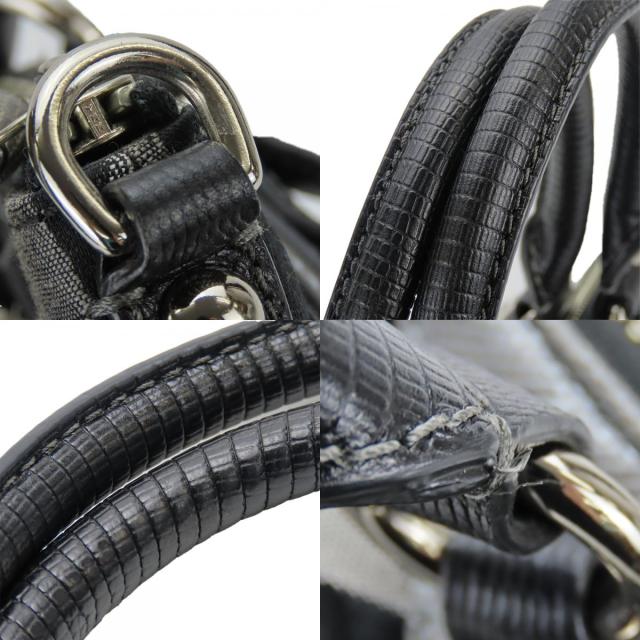 中古 コーチ ハンドバッグ 16901 オプアート キャンバス レザー ブラック グレー シルバー金具 2WAY ショルダーバッグ レディース 女性 COACH 中古 コーチ ハンドバッグ 16901 オプアート キャンバス レザー