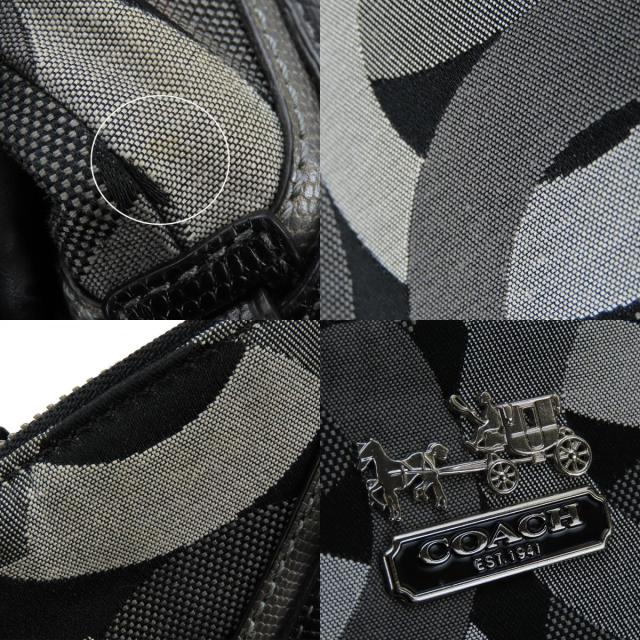 中古 コーチ ハンドバッグ 16901 オプアート キャンバス レザー