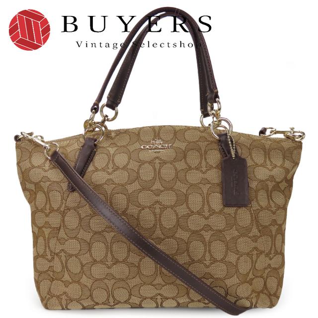 中古 コーチ ハンドバッグ F36625 シグネチャー キャンバス レザー ベージュ ブラウン ゴールド金具 2WAY ショルダー 普段使い レディース 女性 COACH