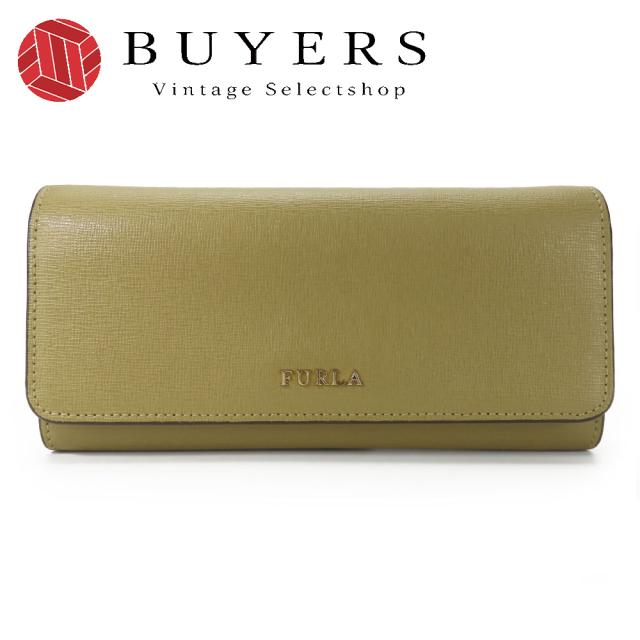 中古 フルラ 長財布 レザー カーキ ゴールド金具 二つ折り 普段使い レディース 女性 Furla