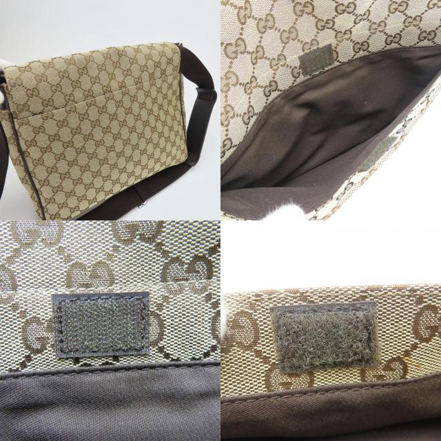 中古 グッチ ショルダーバッグ 146236 GGキャンバス レザー ベージュ ブラウン シルバー金具 メッセンジャーバッグ 斜め掛け カジュアル レディース メンズ GUCCI_8