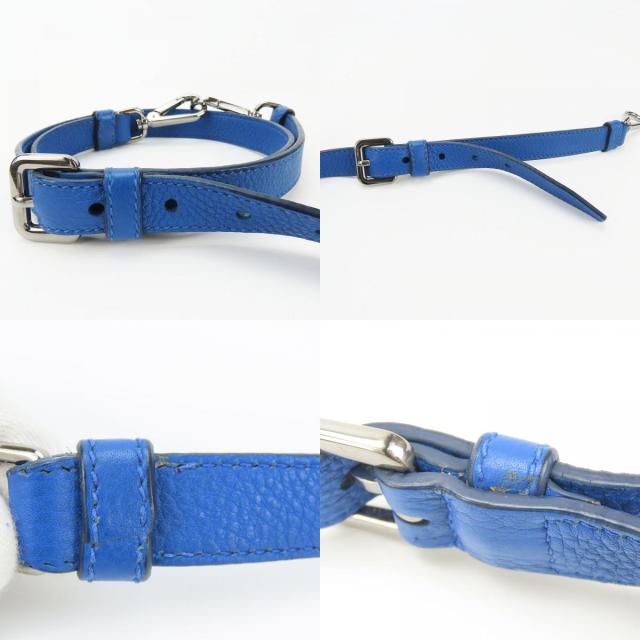 中古 プラダ トートバッグ レザー ブルー シルバー金具 2WAYショルダー シンプル 大容量 レディース 女性 PRADA_8