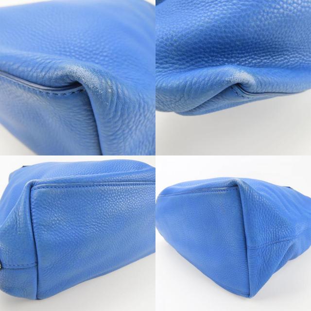 中古 プラダ トートバッグ レザー ブルー シルバー金具 2WAYショルダー シンプル 大容量 レディース 女性 PRADA_2