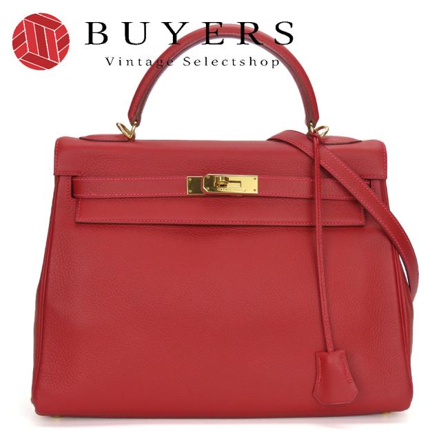 中古 エルメス ハンドバッグ ケリー32 トゴ レッド - ゴールド金具 2WAY □F刻印 内縫い レディース 女性 HERMESの通販は 519,200円