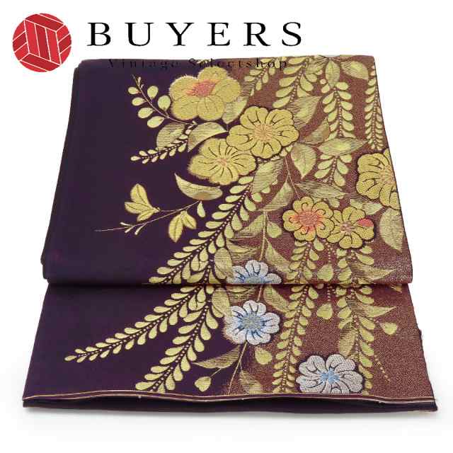 振袖 袋帯 単品「白地、銀×茶 籠目に七宝、花紋」日本製 お