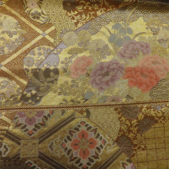 中古 袋帯 正絹(金銀糸除く) ブラウン ゴールド 訪問着 留袖 礼装 和装 呉服 和服 きもの レディース 女性_3