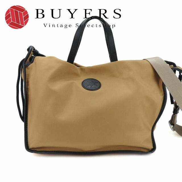 中古 ハンティングワールド ハンドバッグ 511703 ナイロン レザー ベージュ ブラック シルバー金具 2WAY ショルダー 斜め掛け レディース 女性 HUNTING WORLD
