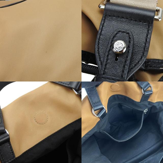 中古 ハンティングワールド ハンドバッグ 511703 ナイロン レザー ベージュ ブラック シルバー金具 2WAY ショルダー 斜め掛け レディース 女性 HUNTING WORLD 中古 ハンティングワールド ハンドバッグ 511703 ナイロン レザー