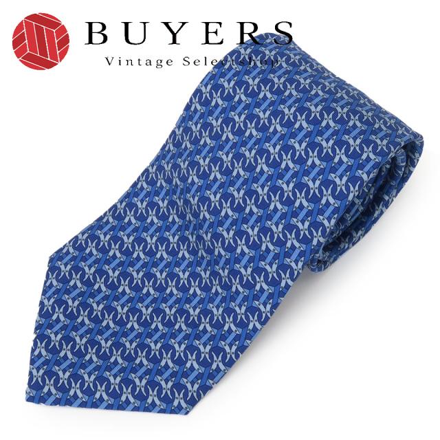 中古 エルメス ネクタイ シルク ブルー系 スーツ おしゃれ アパレル