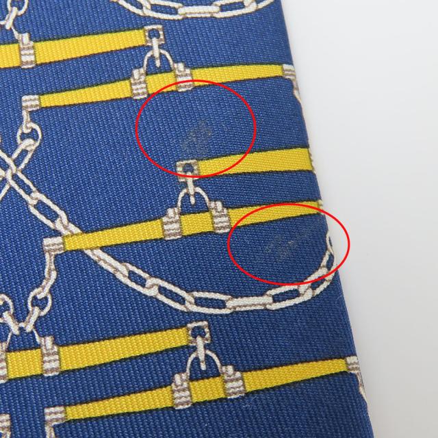 中古 エルメス ネクタイ シルク ネイビー イエロー 総柄 おしゃれ アパレル メンズ 男性 HERMES_4