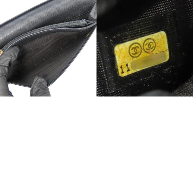 中古 シャネル 長財布 A20904 レザー ブラック ゴールド金具 11番台