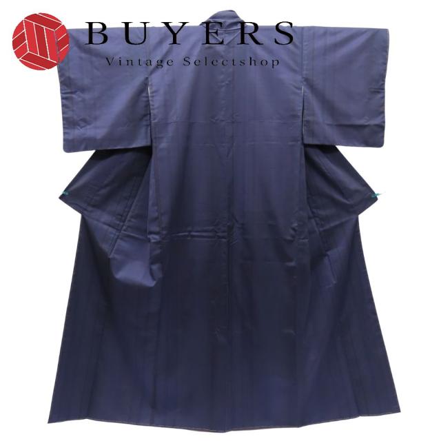 中古 紬 正絹 パープル 紬 洒落 しつけ糸あり 和装 呉服 和服 きもの レディース 女性