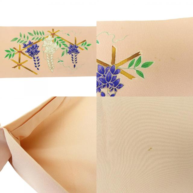 中古 名古屋帯 九寸 正絹 ピンク 名古屋仕立て 花柄 和装 呉服 和服
