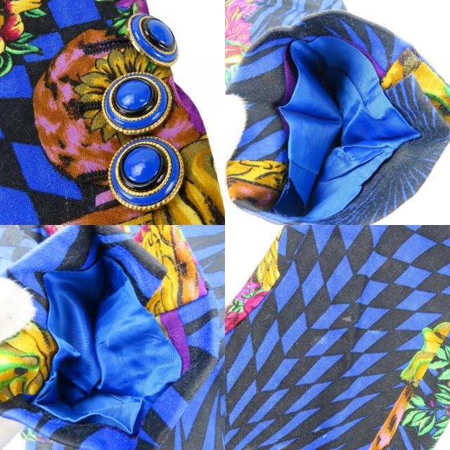 中古 ジャンニ・ヴェルサーチ セットアップ 総柄 スーツ 38 4 ウール  