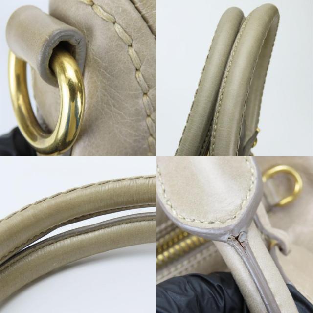中古 プラダ ハンドバッグ BL0678 三角ロゴプレート カーフ POMICE サンドベージュ ゴールド金具 2WAY ショルダー カジュアル レディース 女性 PRADA_4