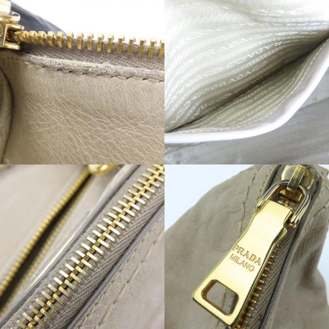中古 プラダ ハンドバッグ BL0678 三角ロゴプレート カーフ POMICE サンドベージュ ゴールド金具 2WAY ショルダー カジュアル レディース 女性 PRADA_7